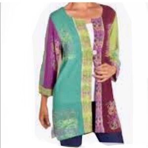 Soft‎ Surroundings Breezy Batik Gauze Kimono Cardigan